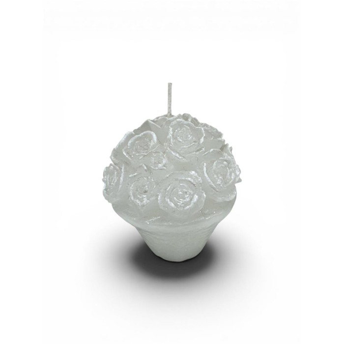 CANDELA ROSE NEL CESTO  WHITE GLITTERATA